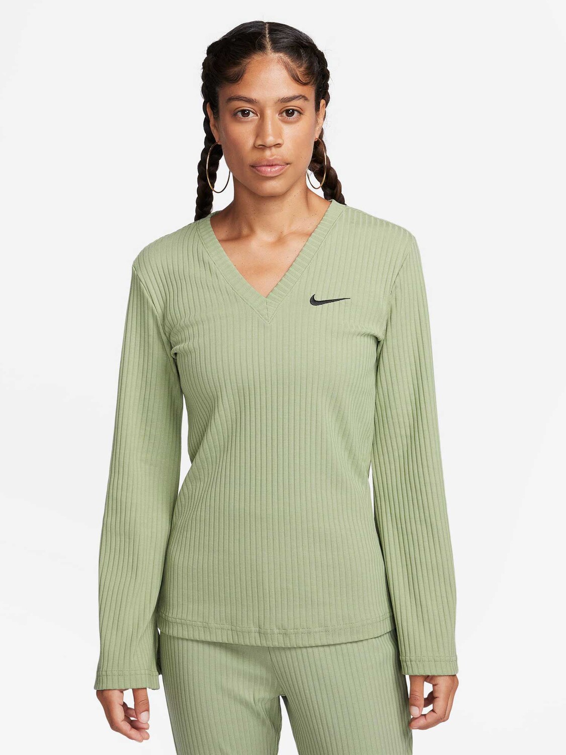 

Блуза Nike W NSW RIB JRSY LS VNK TOP, зеленый