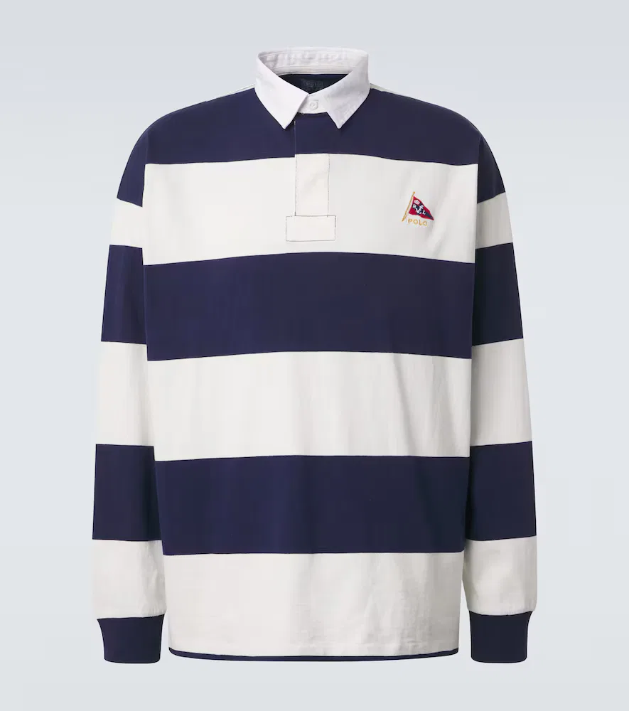 Полосатая хлопковая рубашка поло Polo Ralph Lauren, синий