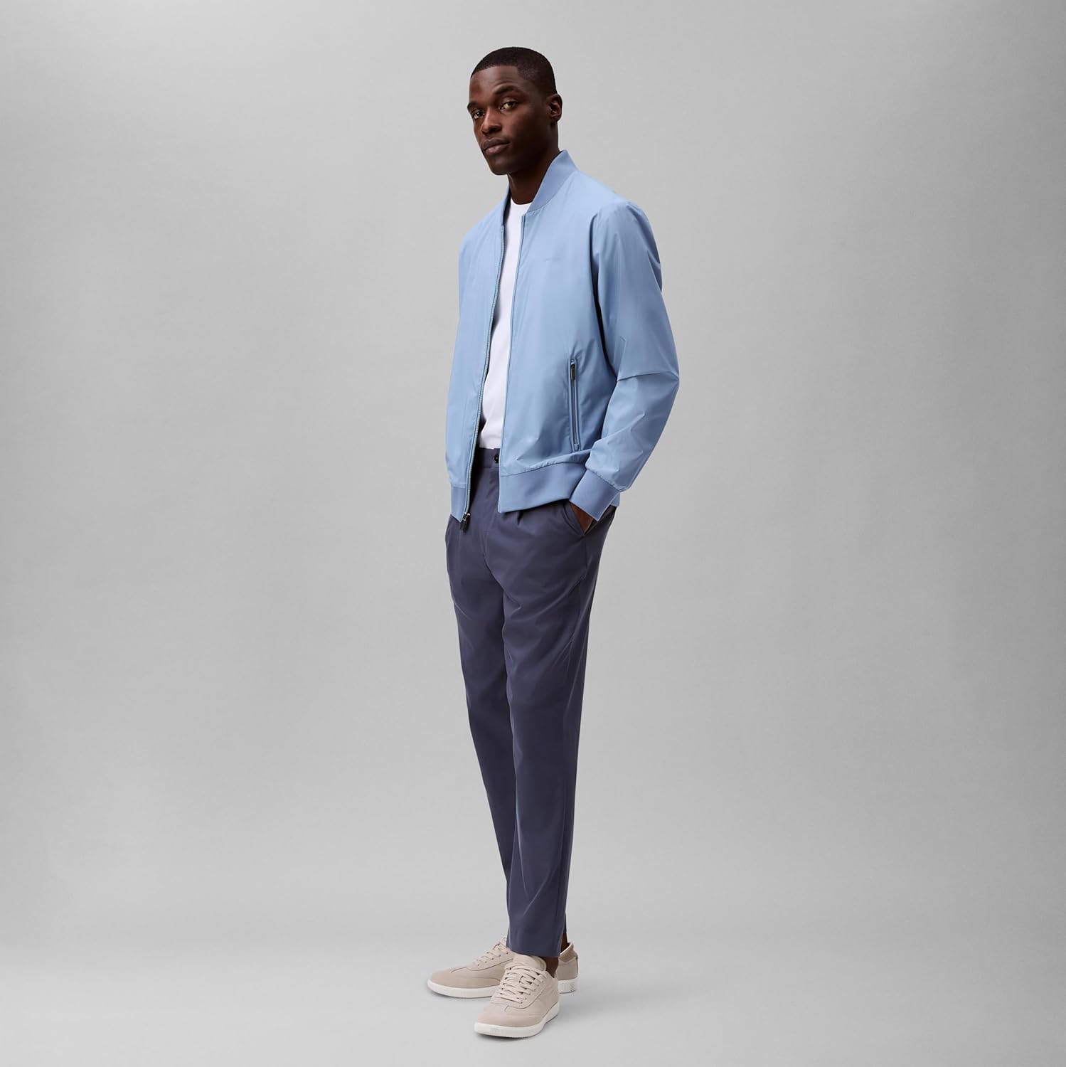 Мужская куртка-бомбер Calvin Klein с матовым логотипом на молнии, Faded Denim — фото 2