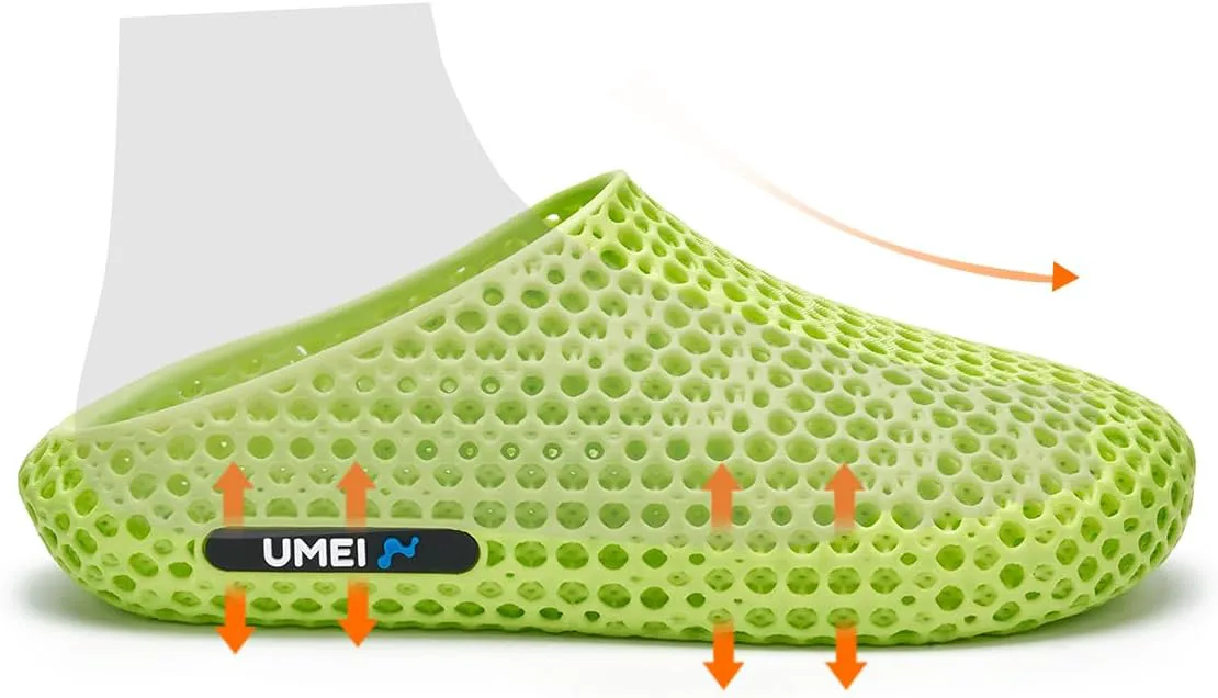 Унисекс шлепанцы UMEI с 3D-печатью для мужчин и женщин, закрытые тапочки, эргономичная обувь для восстановления, сандалии Moonwalker для душа, спортзала, пляжа и дома, поддержка свода стопы, водонепроницаемые и быстро сохнущие, зеленый — фото 4