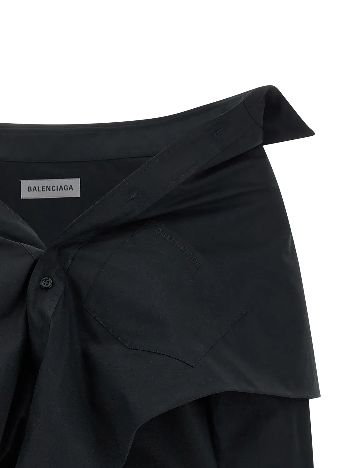 Укороченная рубашка с открытыми плечами Balenciaga, черный — фото 3