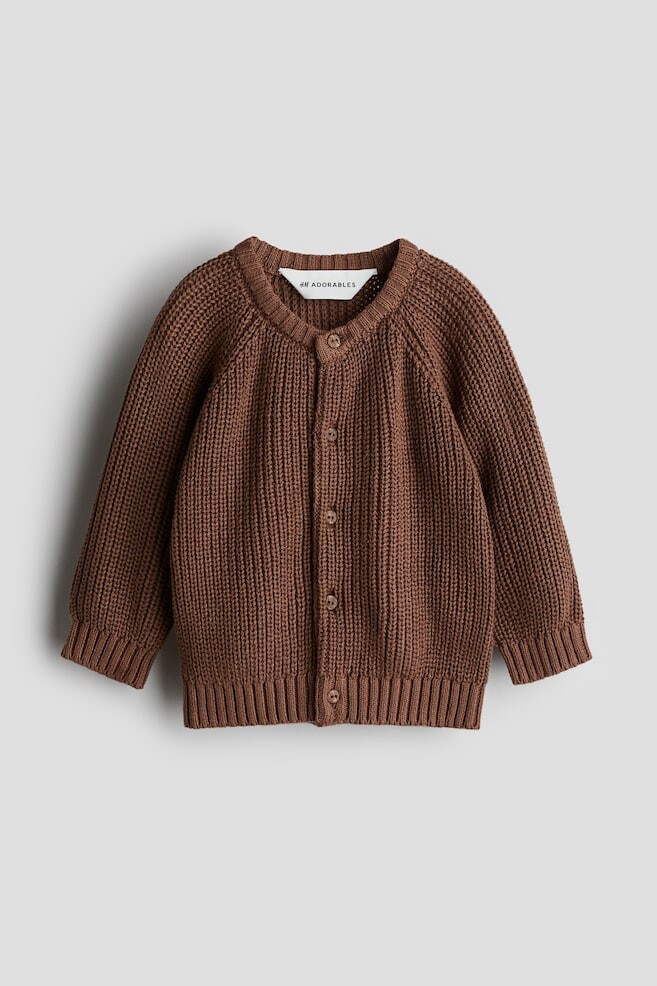 

Хлопковый кардиган лакированной вязки H&M, коричневый