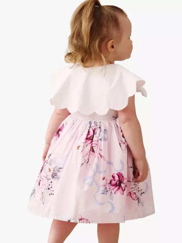 Детское платье с цветочным принтом и фестончатым краем, розовое Angel & Rocket — фото 2