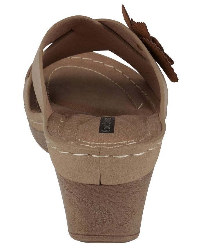 Женские босоножки Selly на танкетке с цветочным принтом GC Shoes, тан/бежевый — фото 3