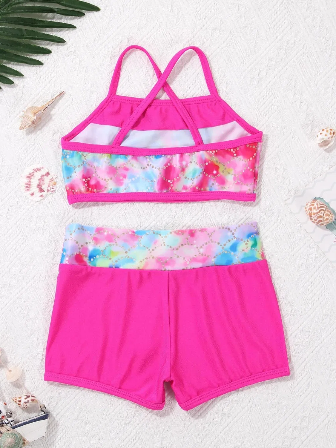 Детский спортивный комплект из топа и шорт iiniim, Colorful Fish Scales — фото 4