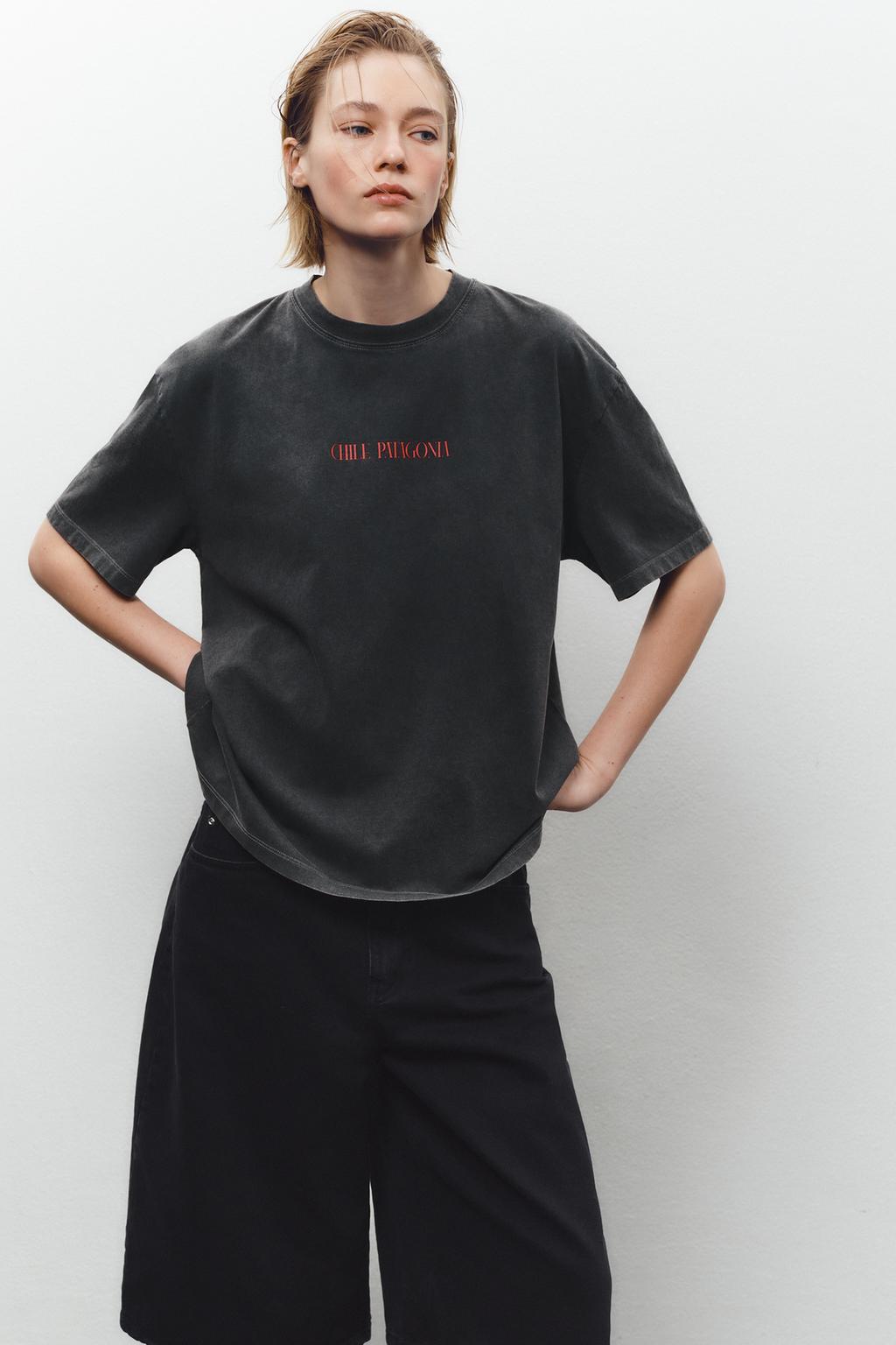 

Футболка с выцветшим эффектом чили ZARA, антрацитовый серый