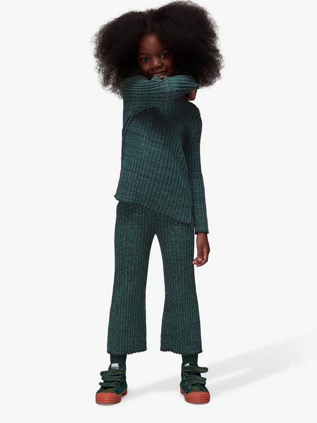 

Детский джемпер с высоким воротником из ребристого трикотажа Whistles, Green