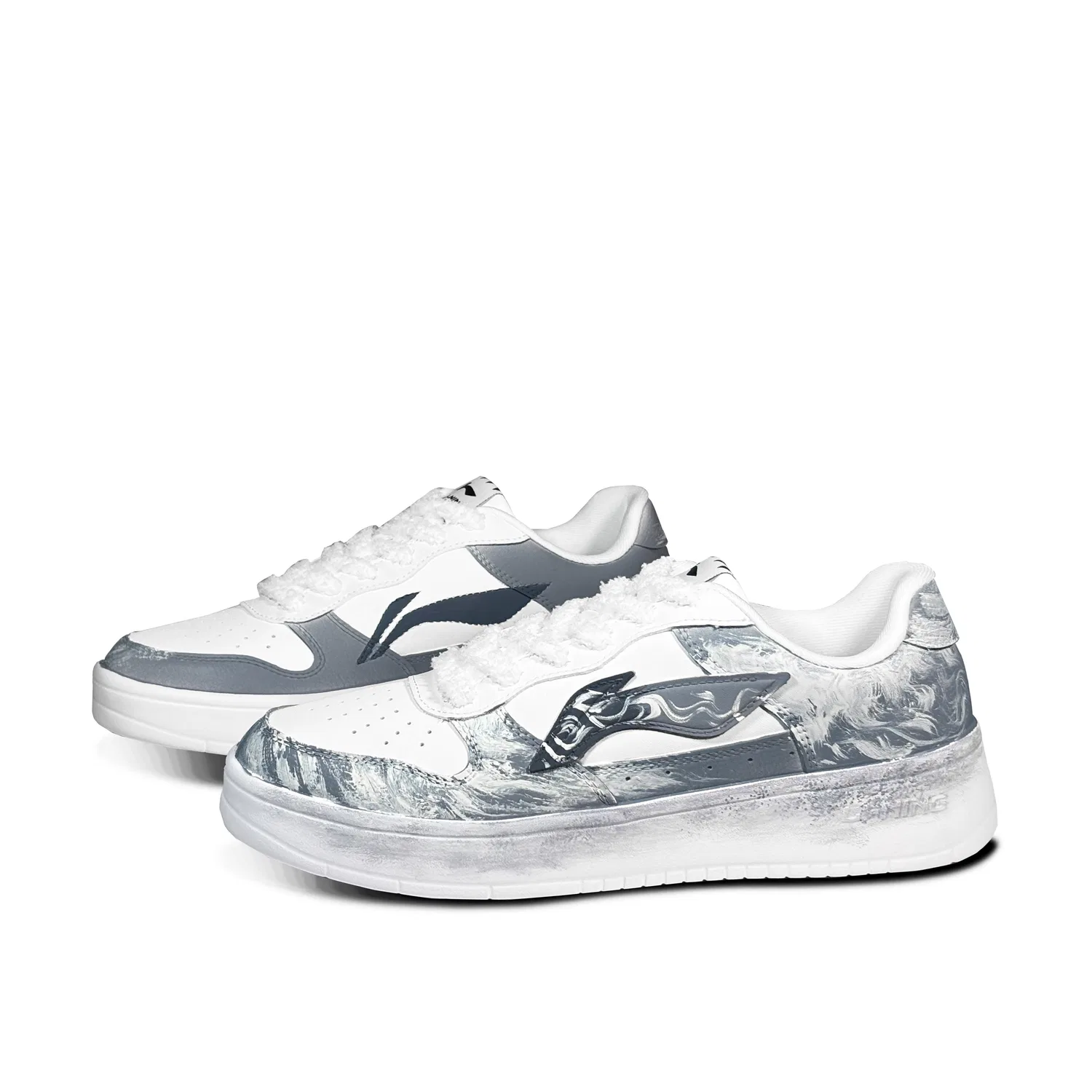 Кроссовки скейтбордические с принтом Li-Ning Grey White — фото 4