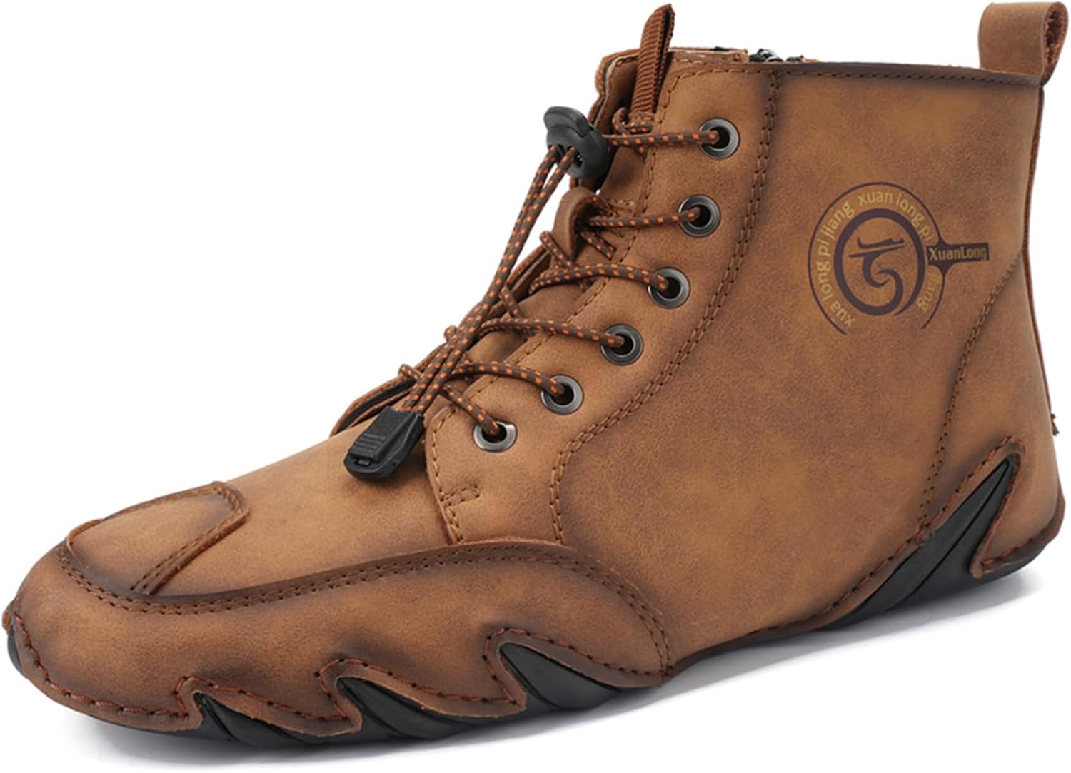 

Мужские модные кожаные кроссовки, ботинки челси на щиколотке, слипоны, легкие лоферы для прогулок и вождения Abborora, коричневый