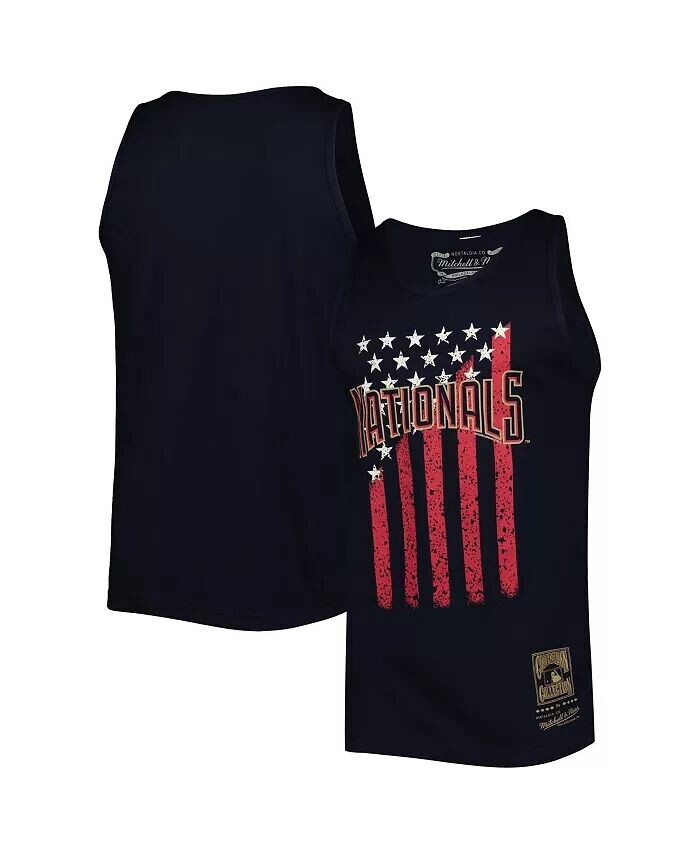 

Мужская темно-синяя майка Washington Nationals Cooperstown Collection со звездами и полосками Mitchell & Ness