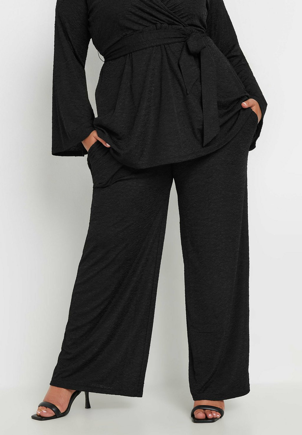 

Брюки TEXTURED STRETCH WIDE LEG Yours Clothing, черный