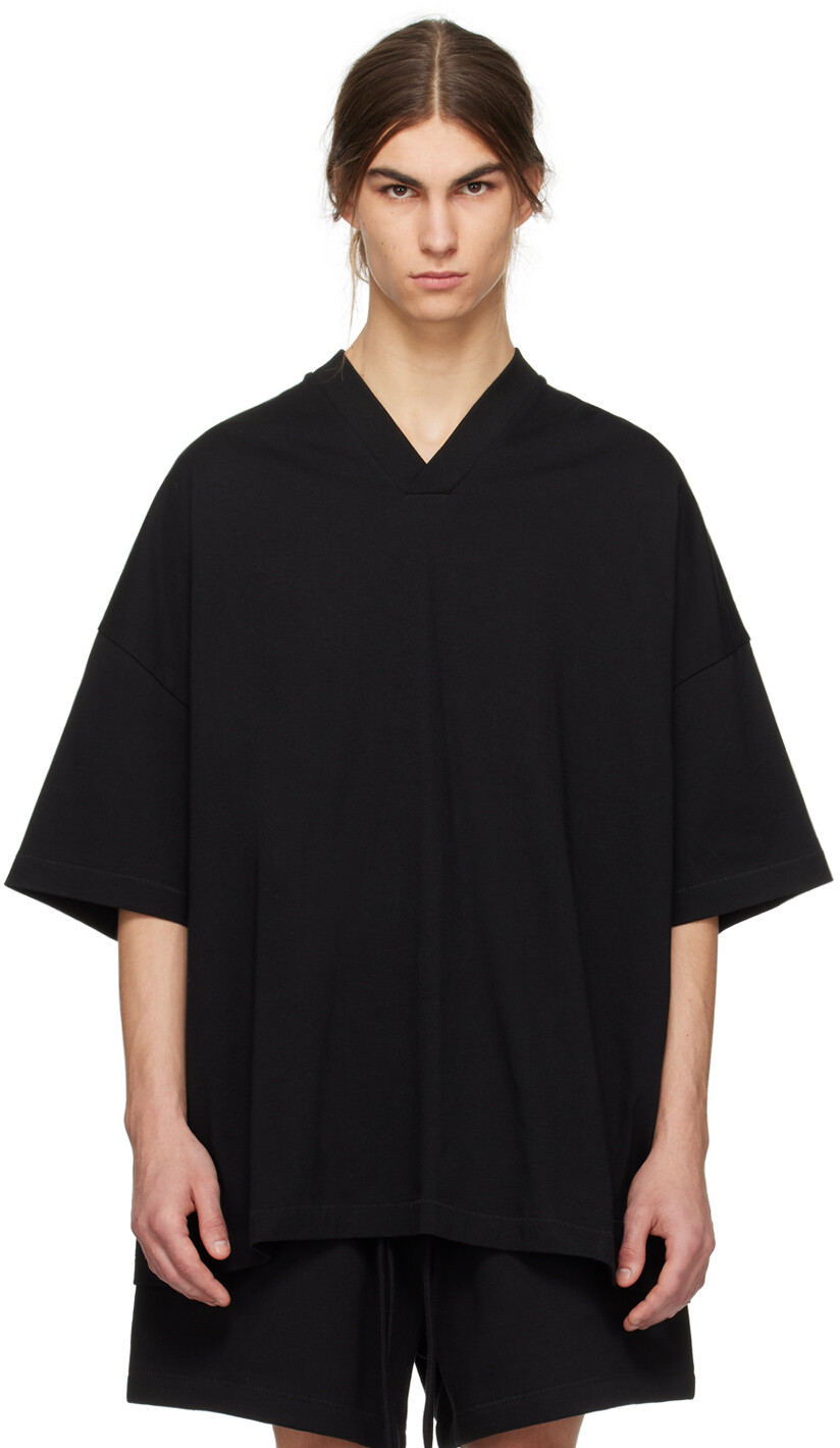 

Черная футболка с v-образным вырезом Fear Of God Essentials, цвет Jet black