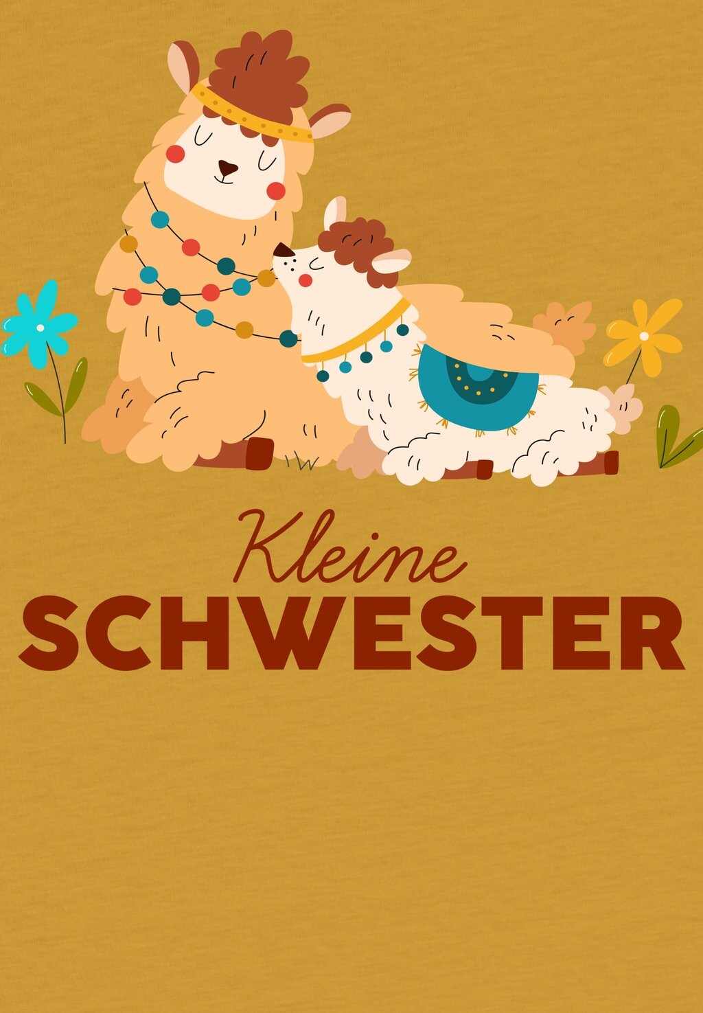 

Принт на футболке Lama Kleine Schwester watapparel, охра