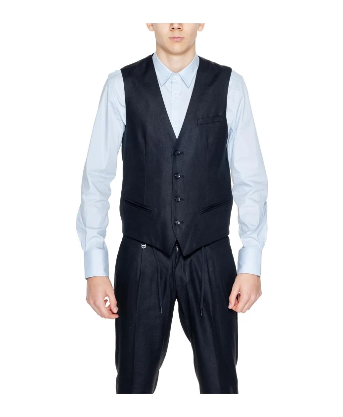 

Черный жилет из смесовой льняной ткани с пуговицами Antony Morato, черный