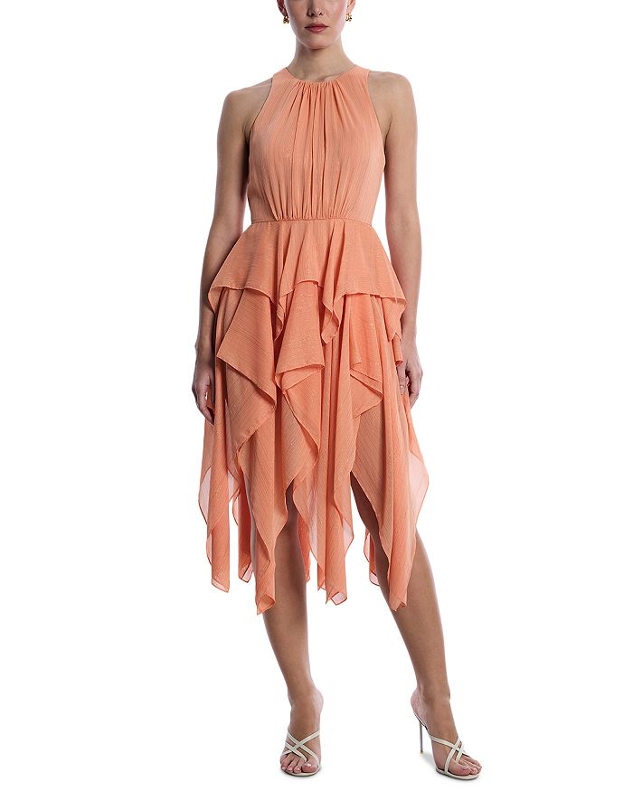 

Платье с оборками и юбкой BCBG, оранжевый