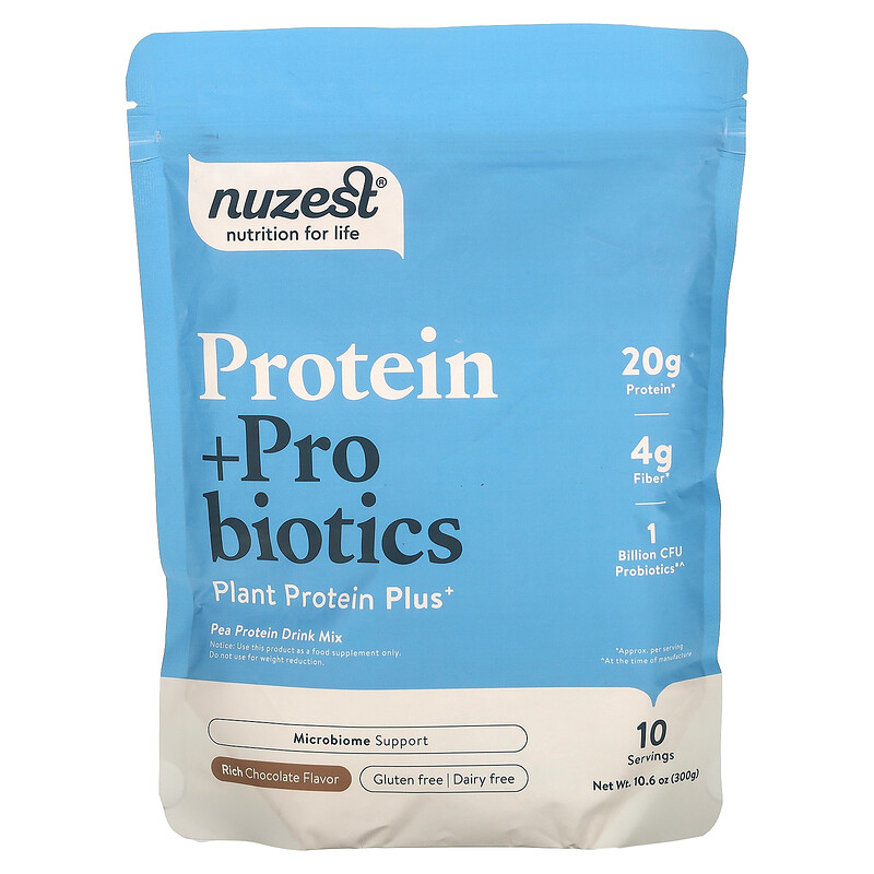 

Nuzest, протеин с пробиотиками, насыщенный шоколад, 300 г (10,6 унции)