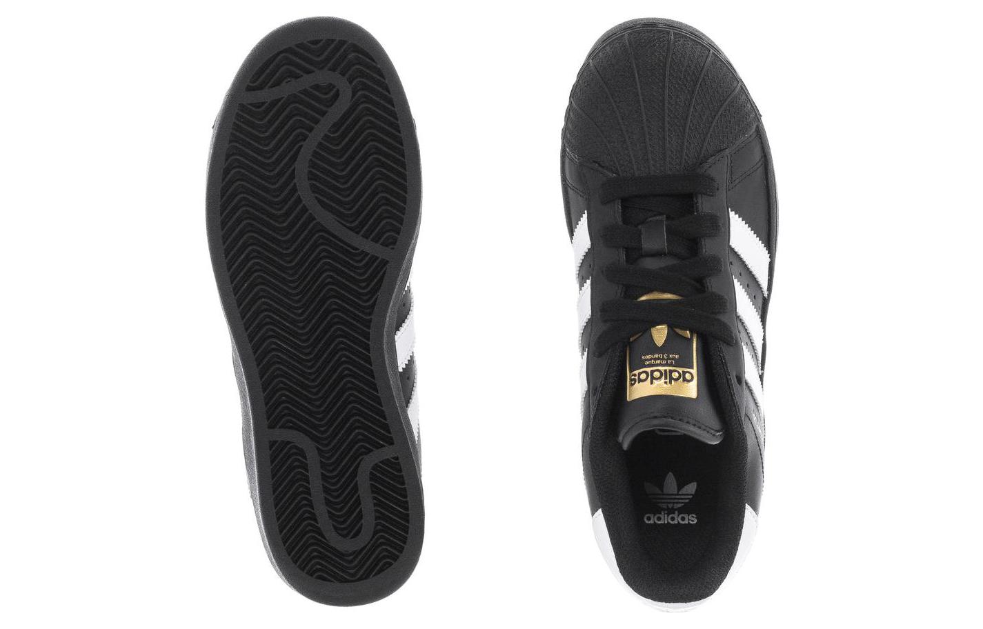 Adidas Originals SUPERSTAR XLG устойчивые к истиранию дышащие низкие детские скейтерские кроссовки Black White — фото 4