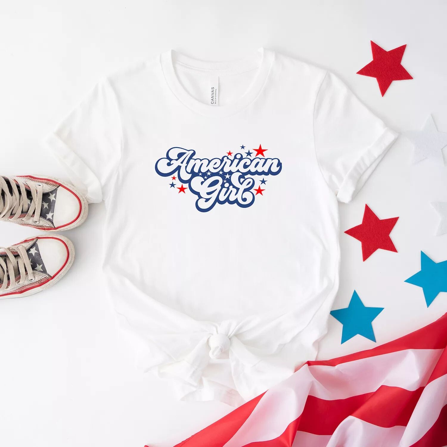 

Футболка с короткими рукавами и рисунком звезд в стиле ретро American Girl Simply Sage Market
