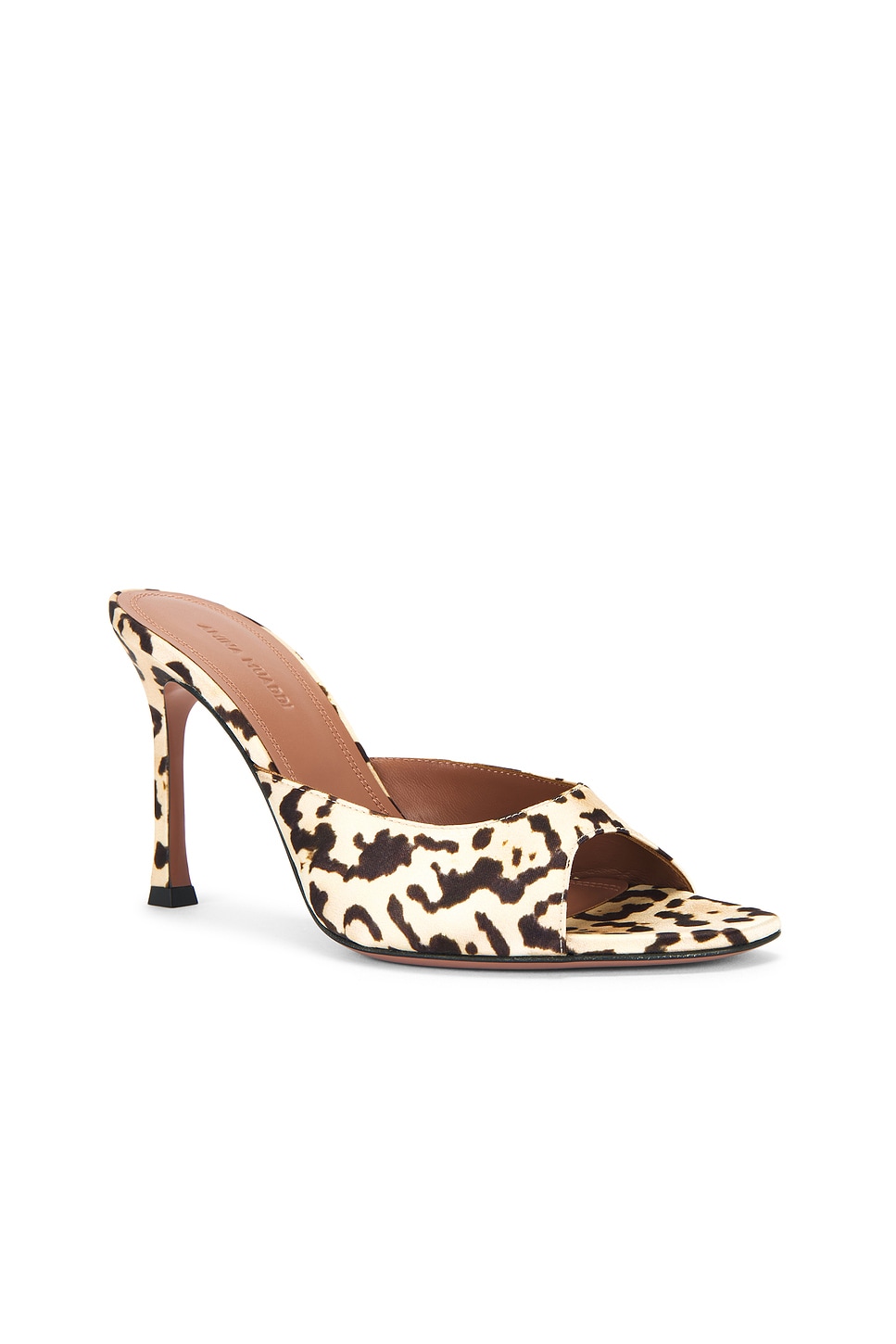 Alexa 95 Print Satin Slipper Мюли Amina Muaddi, Leopard — фото 2