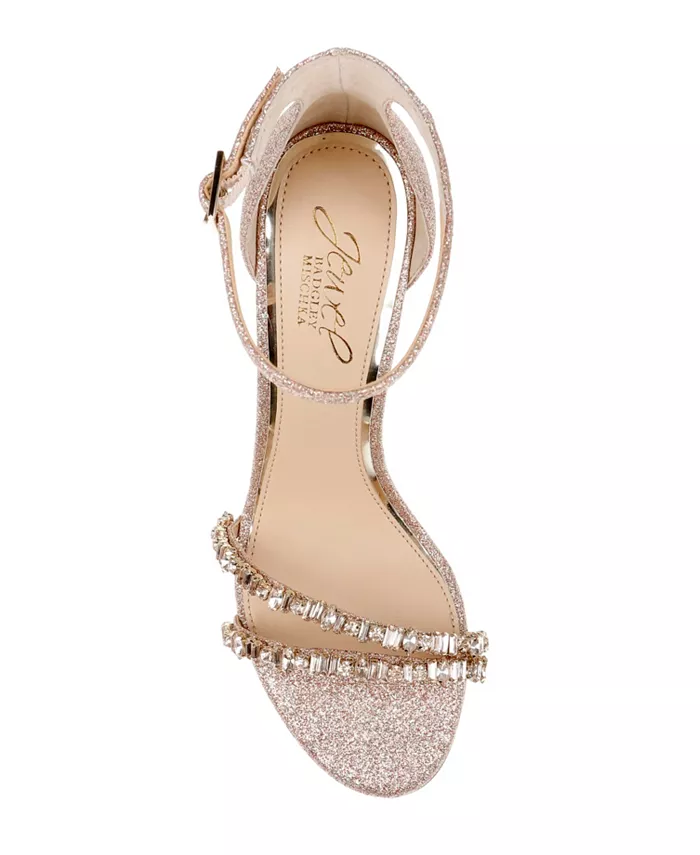 Женские вечерние сандалии Alia на устойчивом каблуке Jewel Badgley Mischka, розовый — фото 4