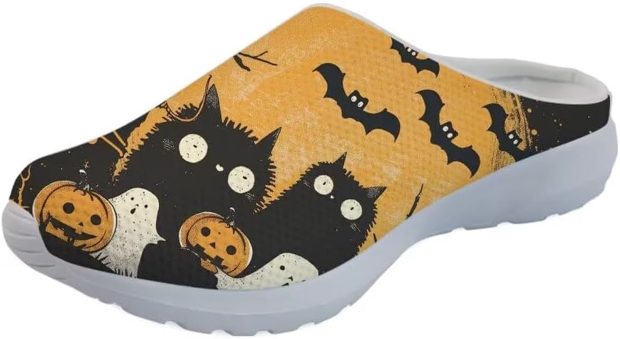 

Мужские сандалии GLENLCWE, женские прогулочные мюли, кроссовки, сетчатые мягкие садовые сабо, легкая обувь для душа и воды с поддержкой свода стопы, Cartoon Cat Pumpkin