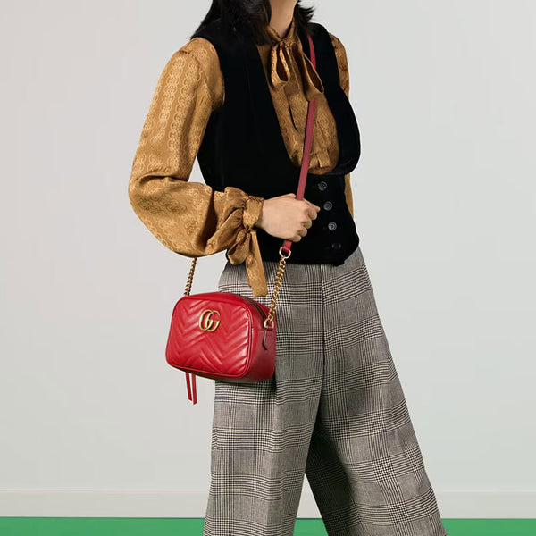 Женская сумка Gucci GG Marmont Small, красная — фото 3
