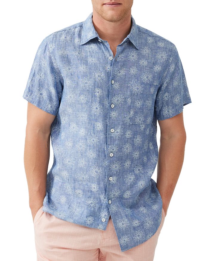 

Рубашка с коротким рукавом Carleton Linen Printed Rodd & Gunn, синий
