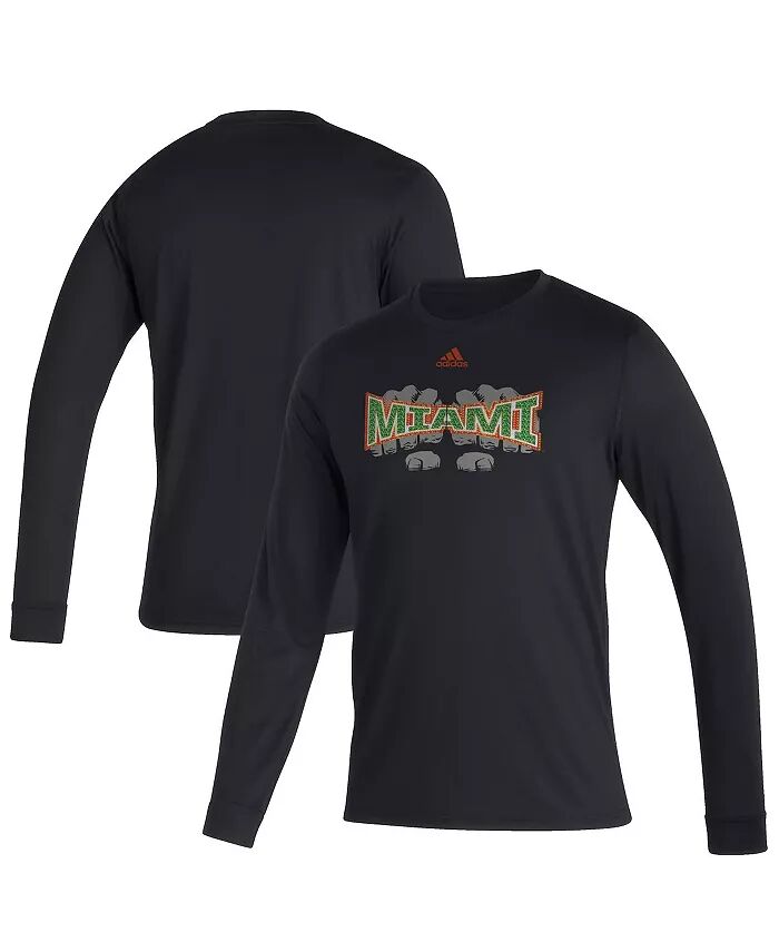 

Мужская черная футболка Miami Hurricanes Touchdown Ring Creator с длинным рукавом adidas