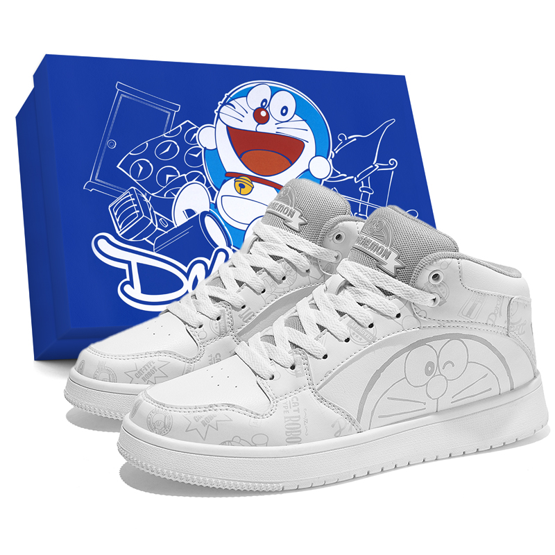 Doraemon Дораэмон унисекс мид-топ скейтборд кроссовки винтажные белые с флисовой подкладкой, цвет Vintage White (Fleece-Lined) — фото 2