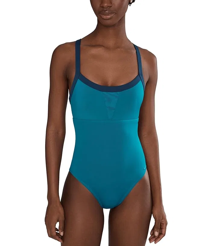 Купальник слитный Bold Color Block V-Back Nike, Green Abyss