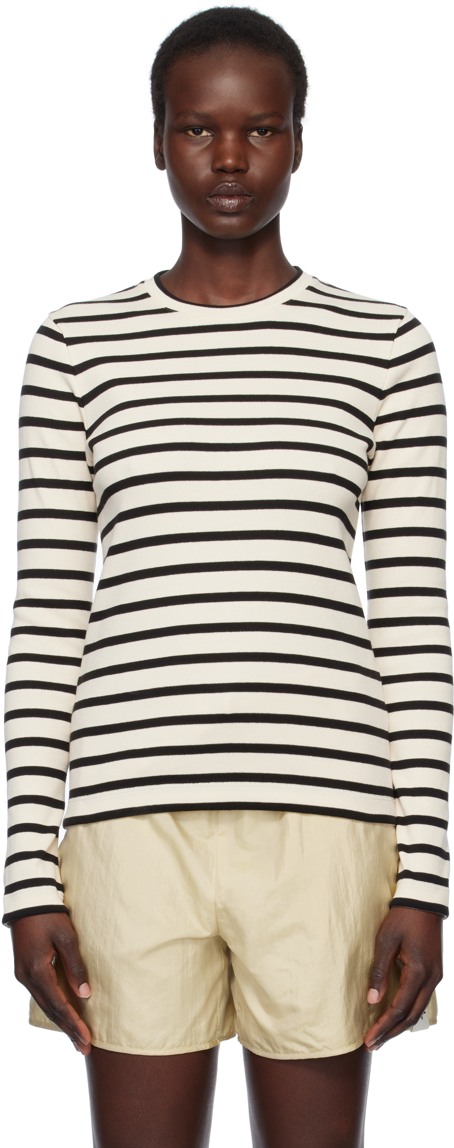 

Футболка с логотипом Jil Ander Off-White & Black Jil Sander