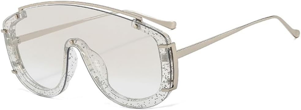 

Большие цельные солнцезащитные очки для женщин в стиле ретро с заклепками, для мужчин — градиентные солнцезащитные очки с защитой от УФ-излучения UV400 MTZJH, Clear Light Gray