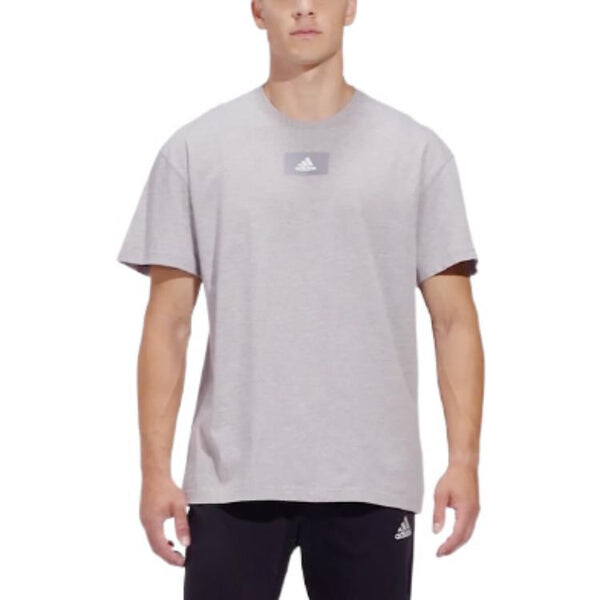 Футболка adidas M Fv T Solid Color Logo Athleisure Casual Sports Round Neck Short Sleeve Gray, мультиколор — фото 3
