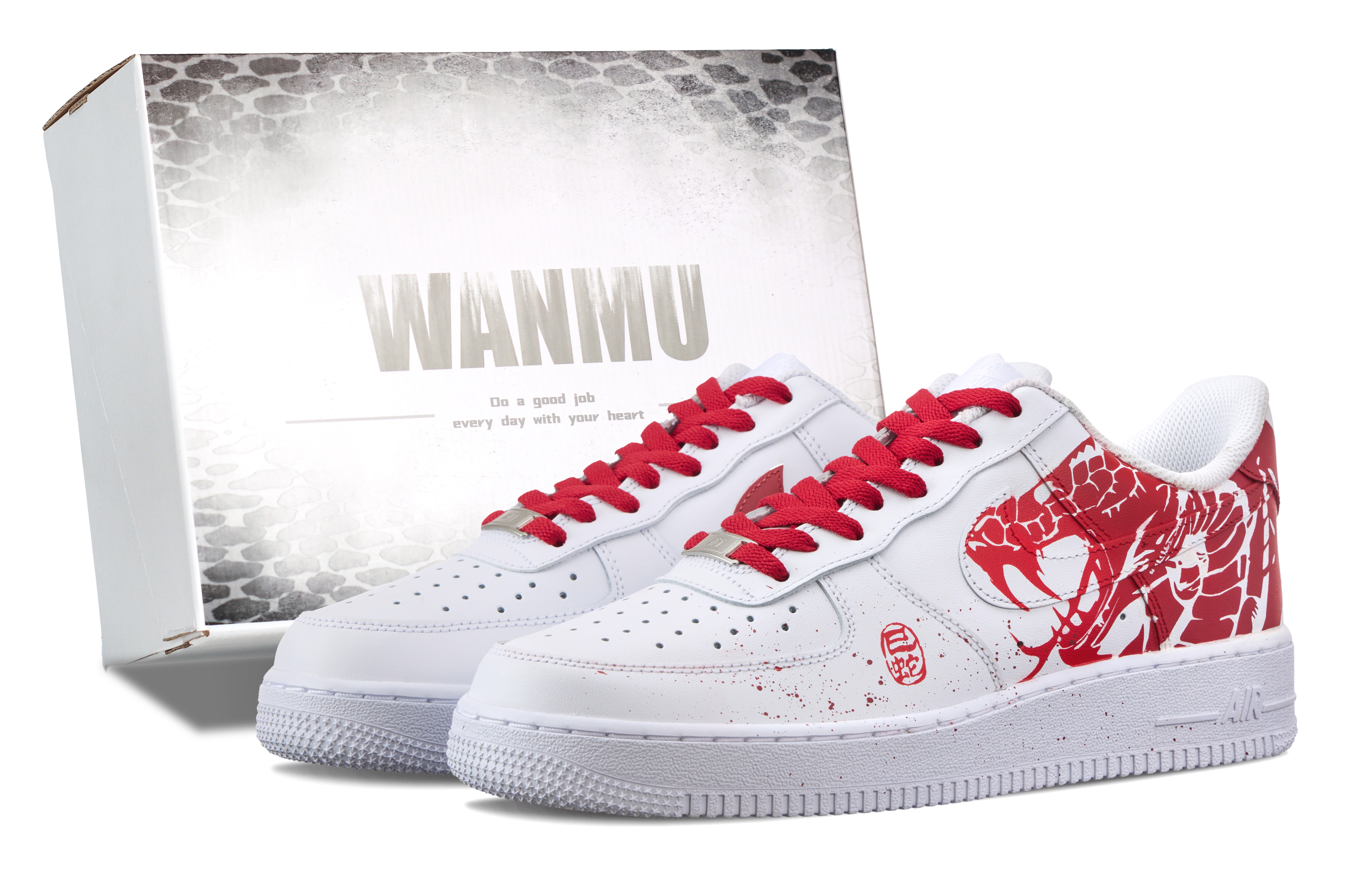 

Nike Кроссовки Air Force 1 Warm, износостойкие, легкие, низкие, мужские, белые, красные