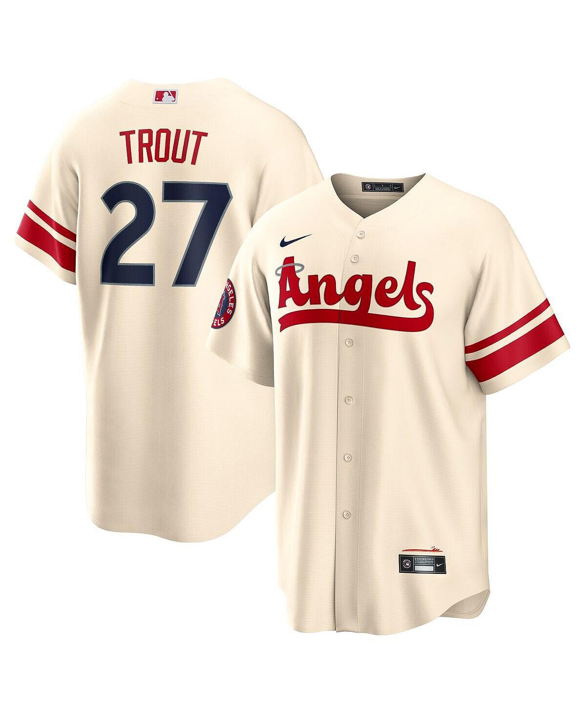 

Мужская футболка Майка Траута кремового цвета Los Angeles Angels 2022 City Connect Replica Player Jersey Nike