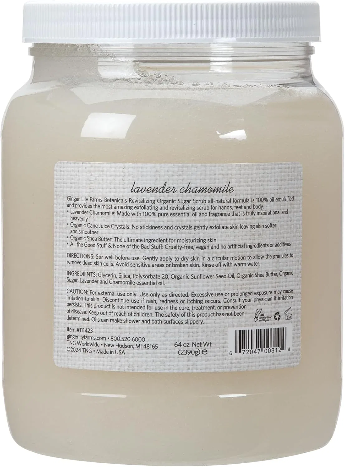 Скраб для тела сахарный Ginger Lily Farms Botanical Organic Sugar Scrub Lavender Chamomile 64 oz — фото 2