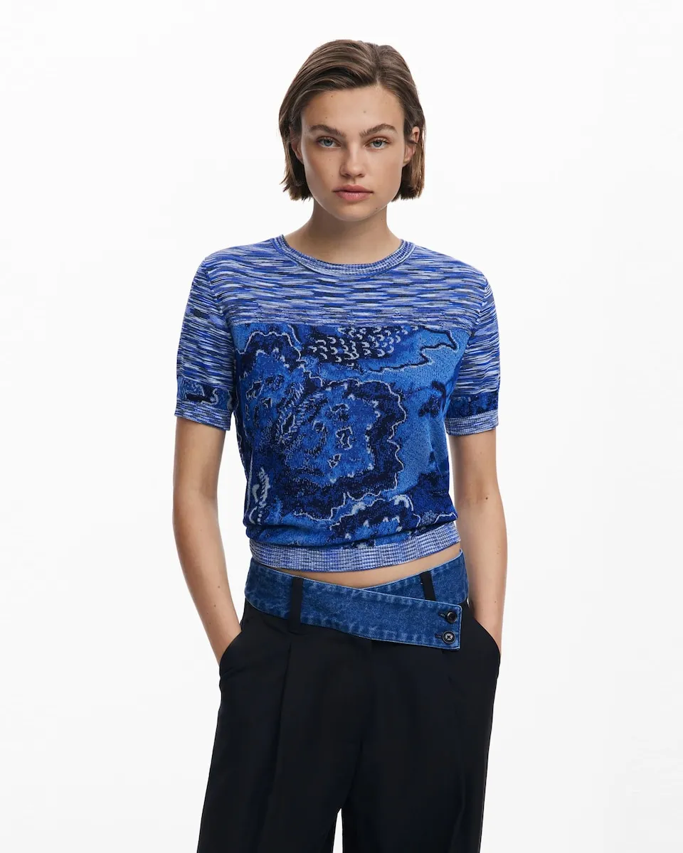 

Женская футболка трикотажная мраморная Desigual, синий