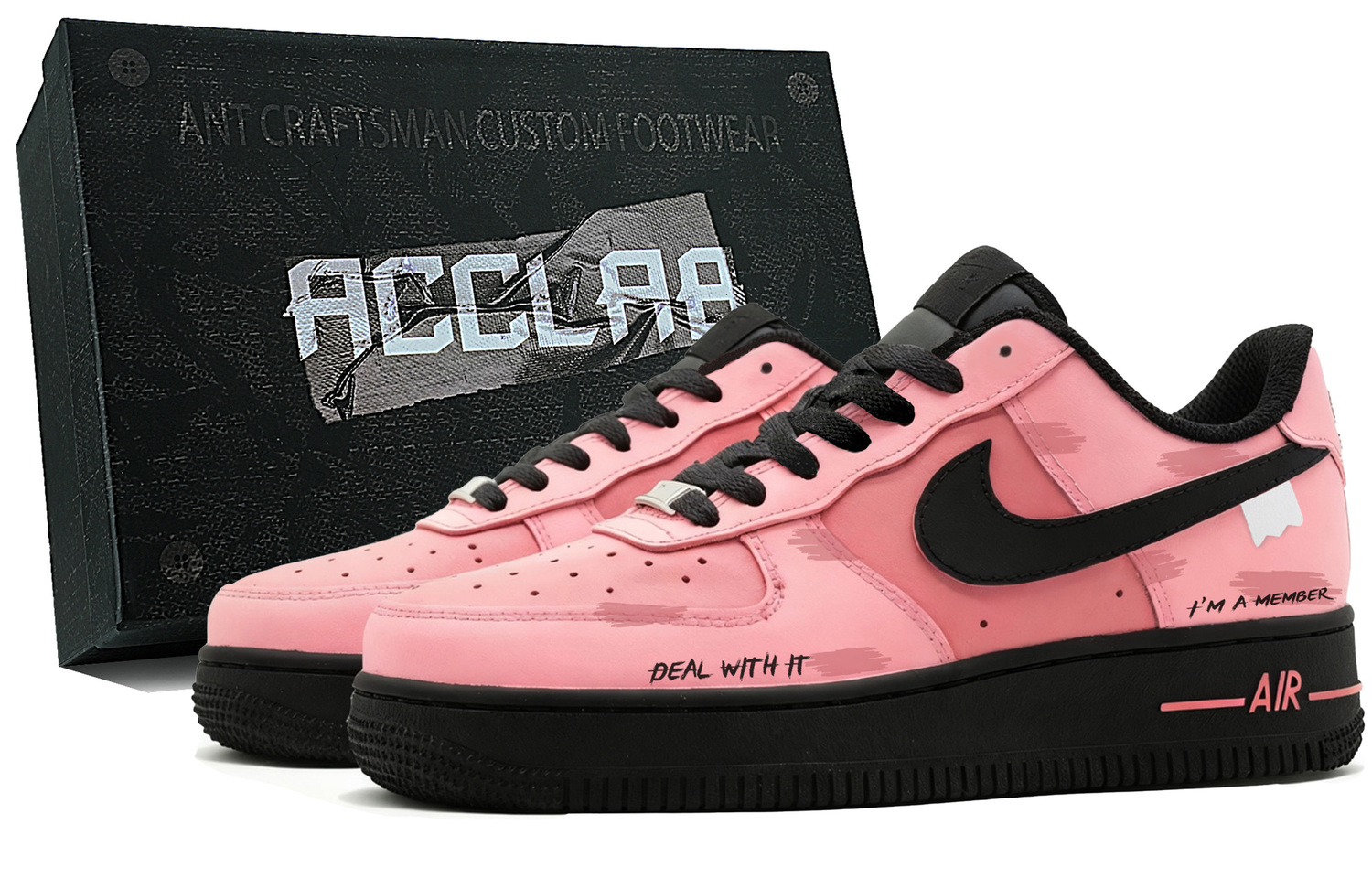 

Nike Кроссовки для скейтбординга Air Force 1 с износостойким низким верхом, унисекс, черный с розовым