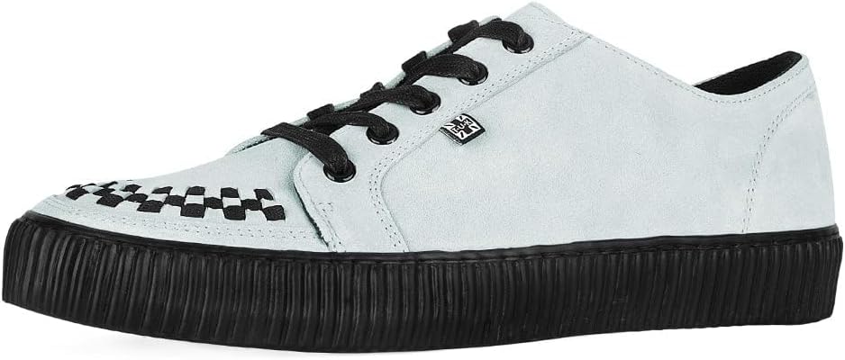 

Кроссовки T.U.K. Suede Creeper для женщин и мужчин, Шнуровка, черная переплетенная текстура и люверсы, Классическая рифленая подошва и сетчатая подкладка, Комфорт с памятью формы для повседневной носки