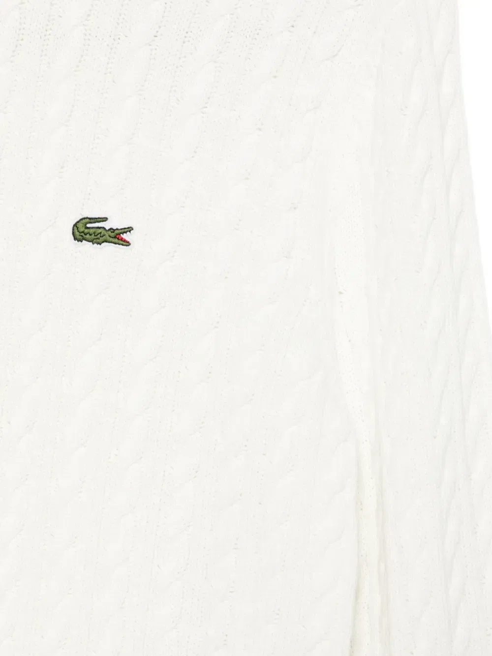 Вязаный свитер с косами и логотипом на нашивке Lacoste, белый — фото 3