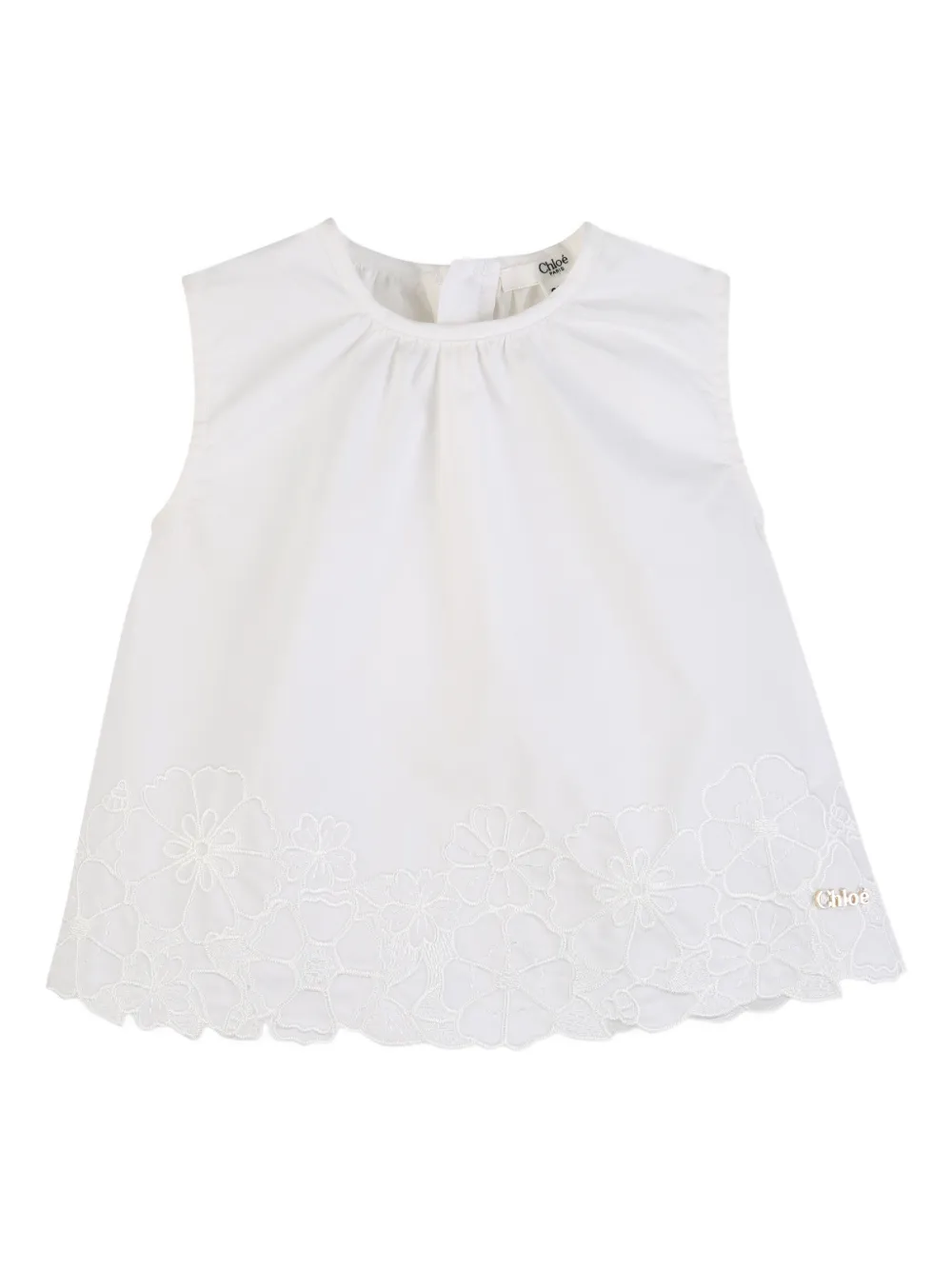 

Топ с цветочными аппликациями Chloé Kids, белый