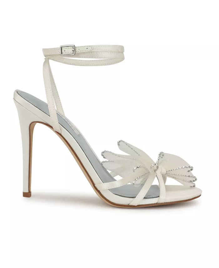 Женские свадебные босоножки на шпильке Minky с меховой отделкой Nine West, белый — фото 2