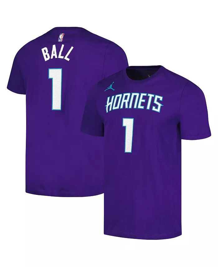 

Мужская футболка LaMelo Ball Purple Charlotte Hornets 2022/23 Statement Edition с именем и номером Jordan