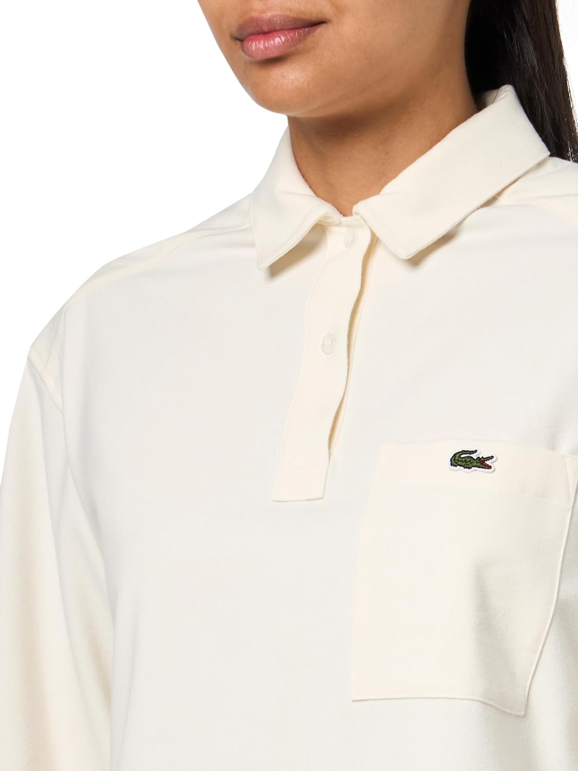 Женская оверсайз поло Lacoste Lapland, из твила, бежевый — фото 3