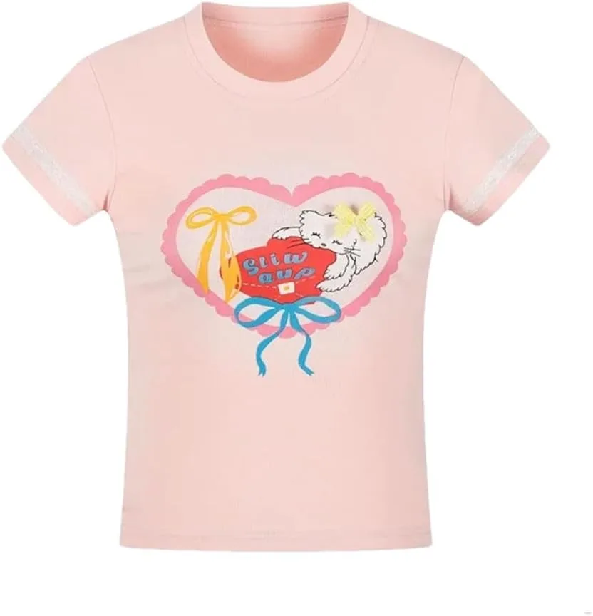 

Женская футболка Shoujo Girl Style с принтом Love Pattern