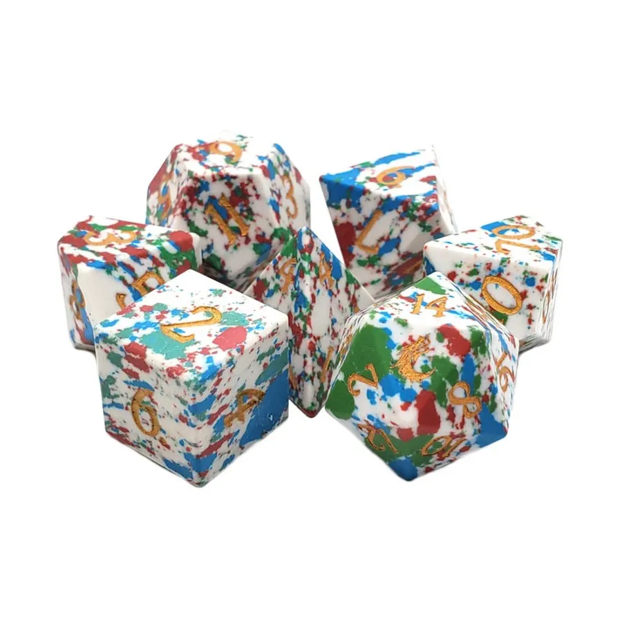 

Набор Poly — бирюзовый — красный, зеленый, синий и белый с золотом (7), Gemstone Dice (Old School Dice & Accessories)