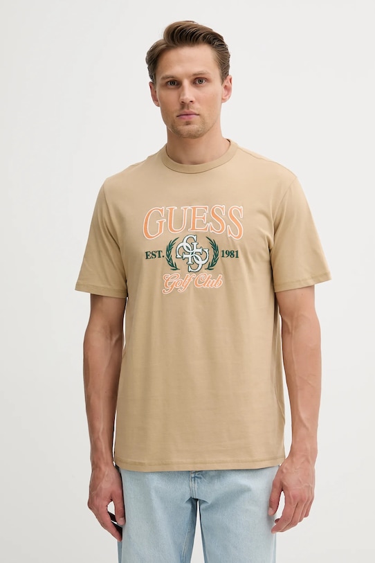 

Хлопковая футболка 4G Guess, бежевый