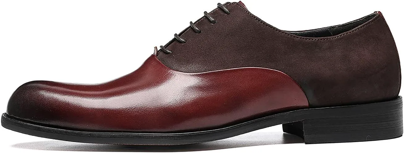 

Мужские оксфорды Santimon, официальные туфли из кожи с гладким носком, двухцветные дерби, для бизнеса, выпускного, свадьбы, модные, повседневные, удобные прогулочные туфли для мужчин, красный