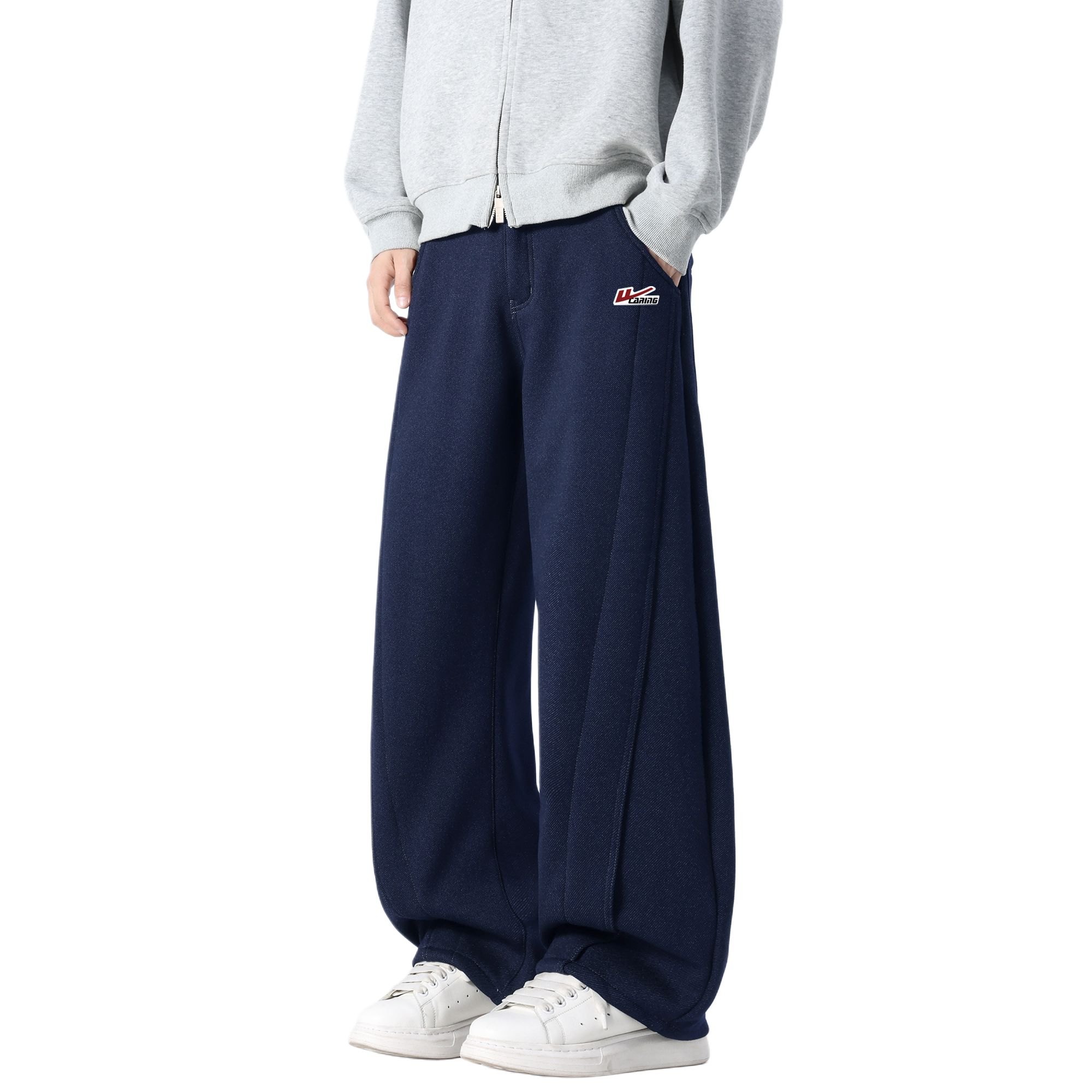 

Хлопковые брюки Unisex утепленные широкие WARRIOR, темно-синий (fleece-lined diy badge)