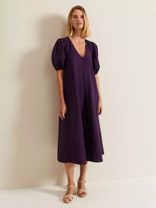 

Платье Phase Eight Lotty Puff Sleeve Midi, фиолетовый